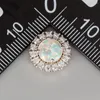 Stud Oorbellen KONGMOON 8mm Ronde Witte Vuur Opaal Cabochon CZ Surround Verzilverde Sieraden Voor Vrouwen Piercing