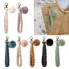 Keychains Macrame Keychain Boho Handmade Wristlet Bracelet Country Style Pom Wrist Lanyard Holder For Women Dropship