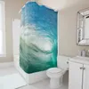 Shower Hawaii Nning Blue Giant Surf Wave Prysznica zasłona łazienkowa z zaczepiającą zasłonę łazienkową L220CM Wave Prysznicowa zasłona prysznicowa