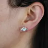 Boucles d'oreilles à tige 4 couleurs coeur géométrique 5A zircon cubique Pastel émail Wrap Line 2023 Unique Mini belle fille boucle d'oreille