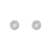 Studörhängen varumärke smycken äkta S999 sterling silver pärla opal blomma för kvinnor bröllop engagemang