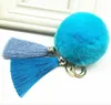 Keychains 2 PCS Silk Tassel Rex Fur Ball Keychain Large Pompom Gold Color Lobster Clip Bag Accessories Wholesale