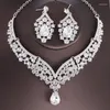 Necklace Earrings Set Luxury Crystal Bridal For Women Girls Fashion Rhinestone Necklaces Pageant Prom Wedding Jewelry