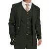Herenpakken 2023 Bruin Wol Tweed Mannelijk Pak Voor Winter 3 Stuk Bruidegom Tuxedo Fashion Set Jas (Jas Vest Broek)