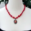 Hänghalsband lii ji röd choker halsband 52 cm korall turkos kvinnor lagerförsäljning smycken