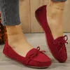 Sapatos sociais Mocassim Condução Barco Confortável Deslizamento Camurça Falsa Decoração Laço Elegante Mocassim Sapato Feminino Casual Mocassim