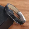 Bracelets porte-bonheur acier inoxydable boucle magnétique noir Bracelet en cuir véritable pour hommes femmes Design classique cadeau Surprise