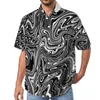 Мужские повседневные рубашки неоновая фиолетовая жидкость свободная рубашка мужская пляж Аннотация Принт гавайский графический графический с коротким рукавом Y2K негабаритные блузки