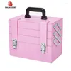 Чемоданы женщины Retro Cosmetic Case Lady Nails Makeup Toolbox складной коробку для красоты с багажом чемодан девушки милая розовая татуировка