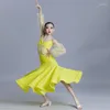 Stage Wear Girls Puff Sleeves Latin Dance Dress Ballroom Competition Women Modern Clothing Practice Costume XS5561