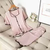 Women's Sleepwear Tulin Fashion Pajamas Set Print Women 2PCS Shirt&Pants Casual Satin PJS Lounge Wear Soft Pyjamas Loose Homewear