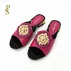 Slippers African style women's shoes metal rimmed Rhinestone slippers low heel women's sandals Wear women's shoes at the party L230717