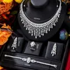 Ketting Oorbellen Set GODKI 4 STKS Luxe Statement Glanzend Kwastje Sieraden Voor Vrouwen Bruids Bruiloft Feest Show Kubieke Zirkoon CZ Afrikaanse Dubai