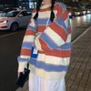 Women's Sweaters Pullovers Women Striped Simple O-neck Long Sleeve Fashion Casual Thicken Winter Street Tender Couple All Match Basic Design
