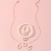 Ensembles de bijoux de mariage Style Y2K Mignon Rose Papillon Pendentif Boucles D'oreilles Mode Tempérament Imitation Perle Bracelet Collier Ensemble pour Femmes Fille 230717