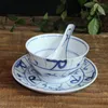 ボウル3pcs/lot jingdezhen blue and White Porcelain Tablewareセットヴィンテージ中国のセラミックラーミックライスボウルディナープレートスプーンアンダーグレー