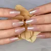 Faux ongles Glitter Cover Press On Nail Tips Sample Deisgn With No Tone's Color Reusbale Fingernails Forme de cercueil moyenne pour un usage quotidien