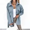 Chemisiers pour femmes 2023 automne élégant ample à lacets chemise Veste mode revers boutons solide à manches longues poche Femme Veste Femme