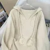 Women's Sweaters 2023 Solid Color Knitted Sweater Streetwear Loose Tops Women Hooded Collar Pullover Female Long Sleeve J130