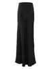 Skirts Black Silk Satin Maxi Skirt For Women 2023 Summer Pencil High Waist Wrap Fishtail Autumn Office Ladies Long