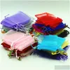 Packing Bags Est 100 Pcs Jewelry Pouches Purple With Dstring Bag Organza Gift 96 N2 Drop Delivery Office School Business Industrial Dhtqh