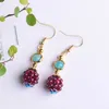 Dangle Earrings Light Yellow Gold Color Garnet Stone Beads Drop For Women Classic Style Jewelry