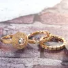 Anneaux de mariage romantique géométrique 3PC ensembles d'anneaux pour les femmes avec différentes formes de pierres de Zircon cubique paramètres de fiançailles de luxe