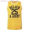 Version du film Will Smmith Vêtements de jogging n ° 14 maillot de basket-ball noir jaune vert n ° 25 jaune sport hommes gilet hauts panier de vêtements