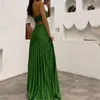 Lässige Kleider 2023 in Grün Frauen Partykleid Sexy V-Ausschnitt rückenfrei Ausschnitt ärmellos Plissee Sling Mode Abend Cocktail
