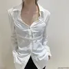 Blusas de mujer Moda Slim Fit plisado con cordones Camisa de manga larga Versátil estilo de viajero diario