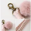 Keychains Macrame Keychain Boho Handmade Wristlet Bracelet Country Style Pom Wrist Lanyard Holder For Women Dropship