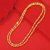 Chains MxGxFam ( 80 Cm X 4 Mm ) Long Beads Necklaces For Men Women 24 K Pure Gold Color Fashion Jewelry Nickel Free