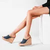 Slippers Summer 2021 2022 New Large Size 43 Ladies Shoes and Sandals Wedge High Heel Guls Platform Shoe Sheel Home Home Slippers L230717