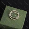 Stylish Designer Letter Brosches Golden Diamond Letters Pins Women Crystal Broschych Jewelry With Box