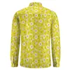 Men's Casual Shirts Retro Mod Shirt Man Flowers Yellow Print Spring Funny Custom Blouses Long Sleeve Cool Oversized Birthday Present