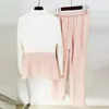 Femmes deux pièces pantalon Blazer costume femmes ensembles blanc rose bleu ciel épissage couleur un bouton bureau pantalon ensemble costumes formels 2023