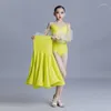 Stage Wear Girls Puff Sleeves Latin Dance Dress Ballroom Competition Women Modern Clothing Practice Costume XS5561