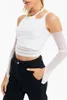 Women's Blouses 2023 Sexy Tight Thin Style Explosive Street Babes Female Strapless Pure Color Mesh Long-sleeved Top Two Set For Girl Gift