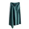 Skirts Korean England Office Lady Simple Solid Satin Elegant Summer Midi Skirt Women Faldas Mujer Moda Long Skirts Women Plus size 230715