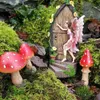 Tuindecoraties Miniatuur Deurbeeld Decor Hars Fee Kloppen Op De Buiten Opknoping Ornament Decoratie 230717