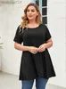 Kvinnors plus-storlek t-shirt casual blus tee shirt plus size ladies tunic peplum tops blus kvinnor sommar kort ärm solid street 230715