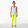 Active Pants Chartreuse Yellow Solid Color Leggings Gym Legging Womans Sport Woman Yoga Wear