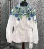 Vestes pour femmes manteau à capuche 2023 automne Style femmes Vintage imprimés floraux cordon taille à manches longues décontracté blanc vêtements d'extérieur dame