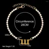 Cavigliere Donna Uomo Da 111 a 999 Numero Cavigliera in acciaio inossidabile Oro Argento Colore Cristallo Catena da tennis Bracciale alla caviglia Moda Gioielli Hip Hop