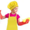 Barn Kock Costume Kitchen Mushroom Hat och förkläde Ställ in fast färg justerbar haklapp med stor ficka för matlagningsdroppe L230620
