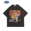 Мужские рубашки T Blackair вымыли расстроенную тигровую графическую рубашку мужчины Harajuku Streetwear Cotton Summer Leversize Women Tops Tees 7945