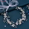 TopQueen HP350 Delicate Bridal Headband Earring Wedding Headpiece Hårtillbehör Brud Huvudbonad kvinna huvudbonad prydnad l230704