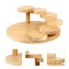 Dinnerware Sets Sushi Plate Severing Tray Wood Tableware Wooden Round Display Stand Rotating Restaurant Dish Buffet Serving