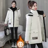 Trenchcoats voor dames 2023 Style Medium Long Down Cotton-Padded Jacket Girl Koreaanse versie Be All-Match Winter Thicken Warm houden Studentenjas