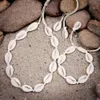 Wedding Jewelry Sets Bohemian Natural Shell Neckalce Bracelet Set Puka Seashell Beads Cowrie Choker Anklet Handmade Women Beach Conch Gift 230717